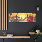 Snoopy Beach Sunset Canvas Poster
