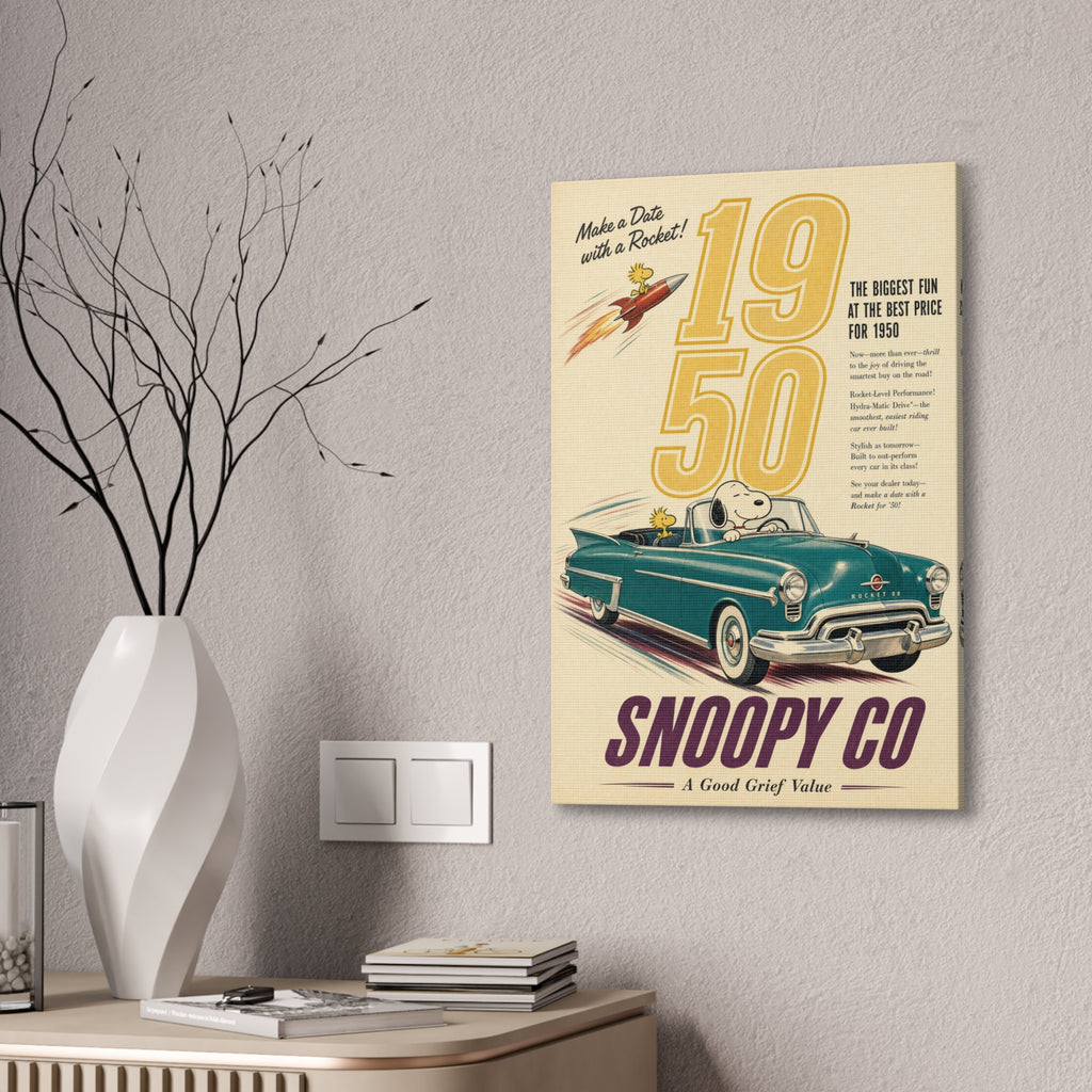 Vintage Snoopy Car Canvas