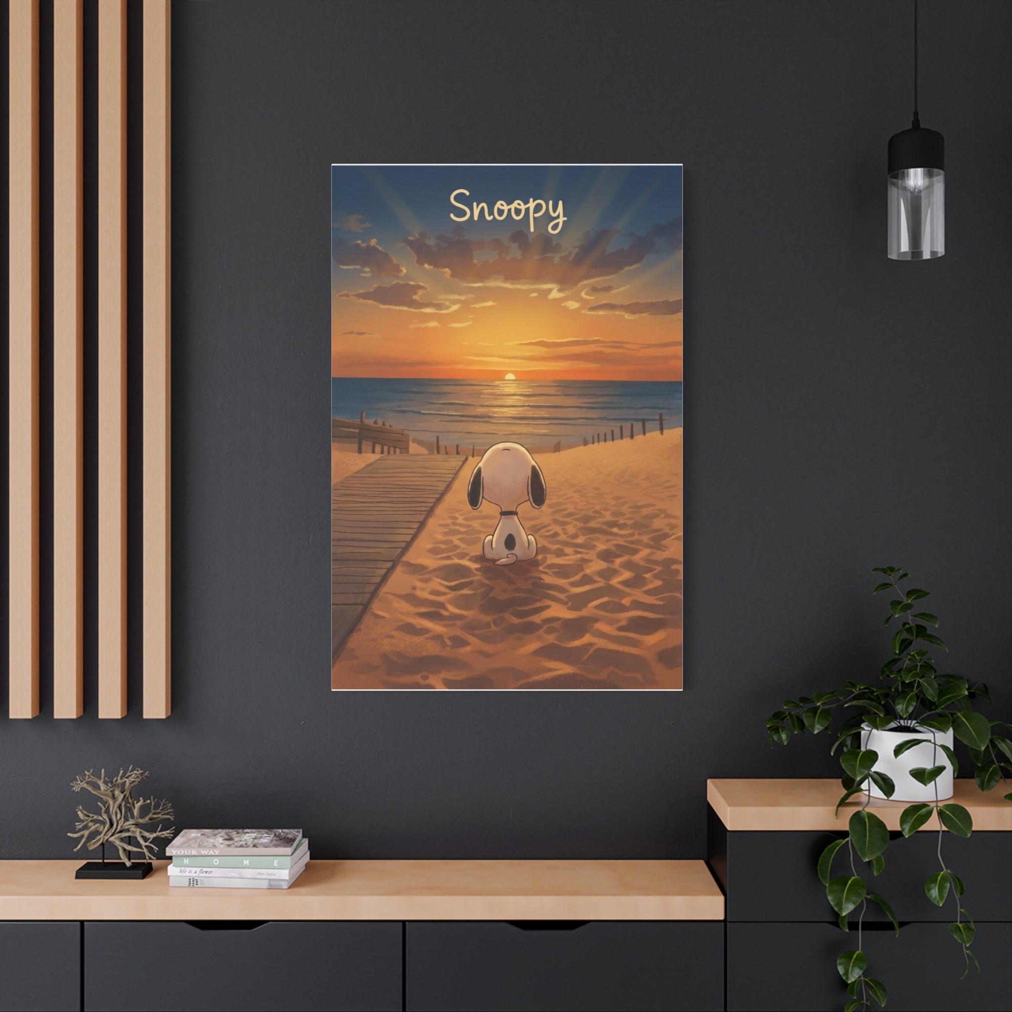 Snoopy Beach Sunset Canvas