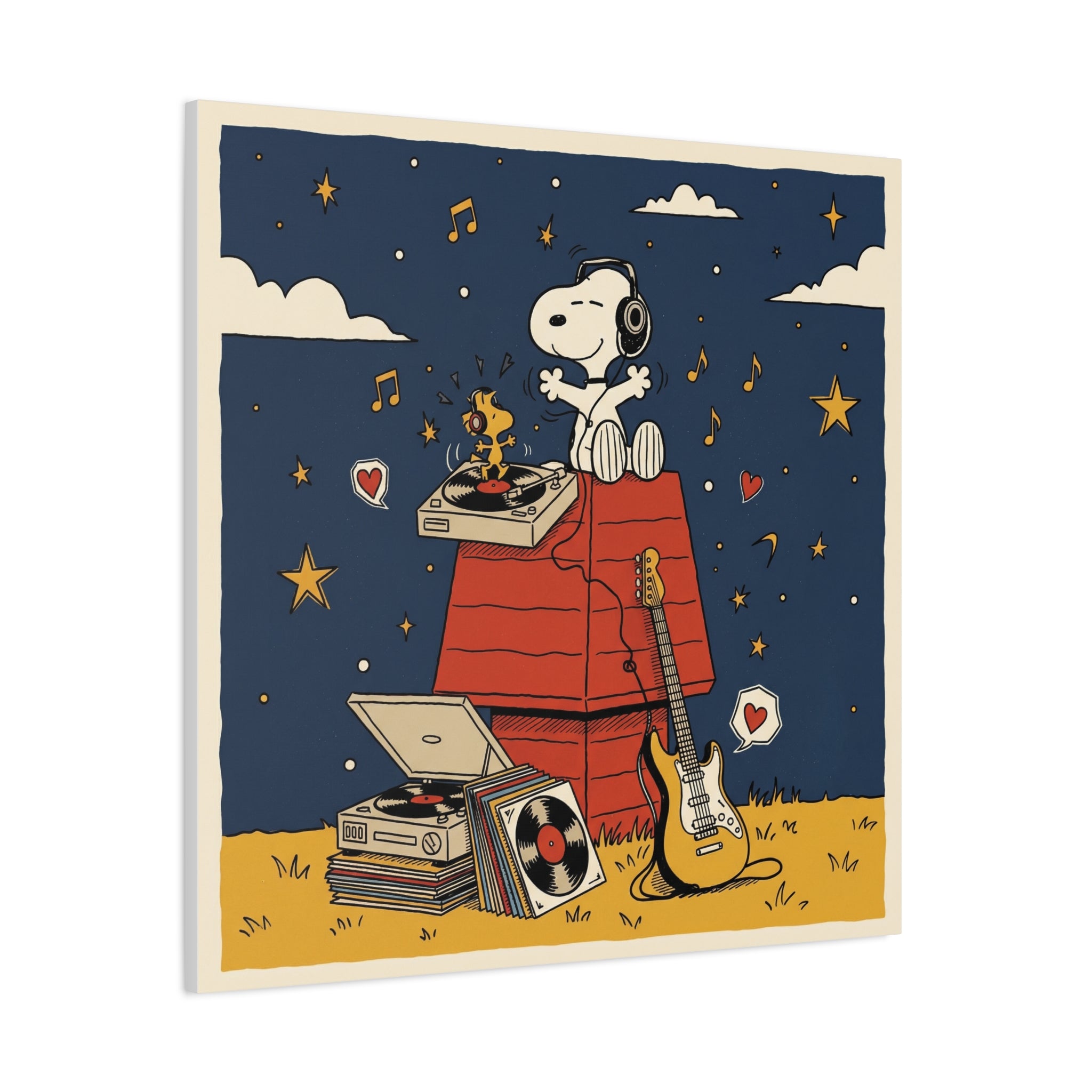 Snoopy Listening to Music Canvas