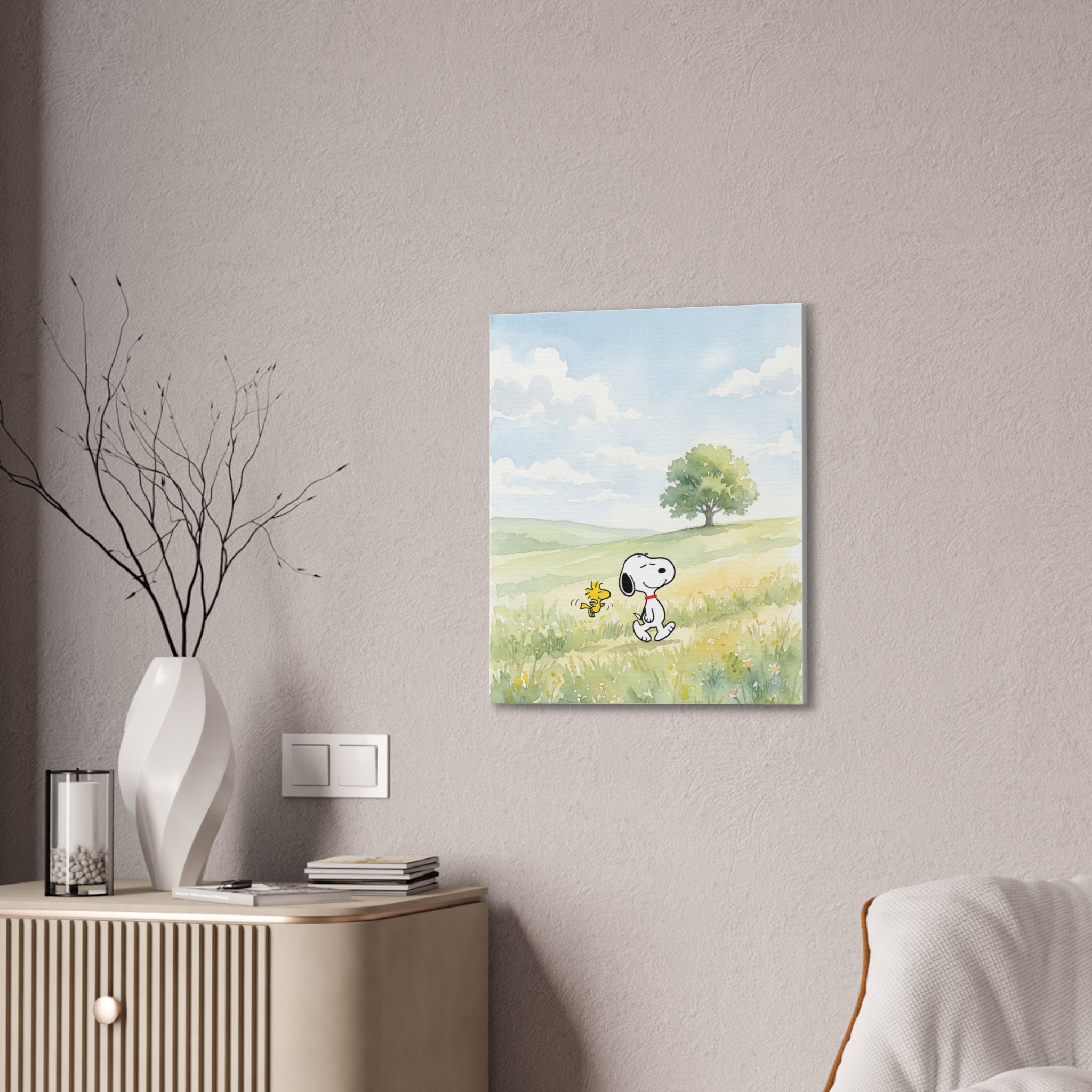 Snoopy and Woodstock Meadow Canvas