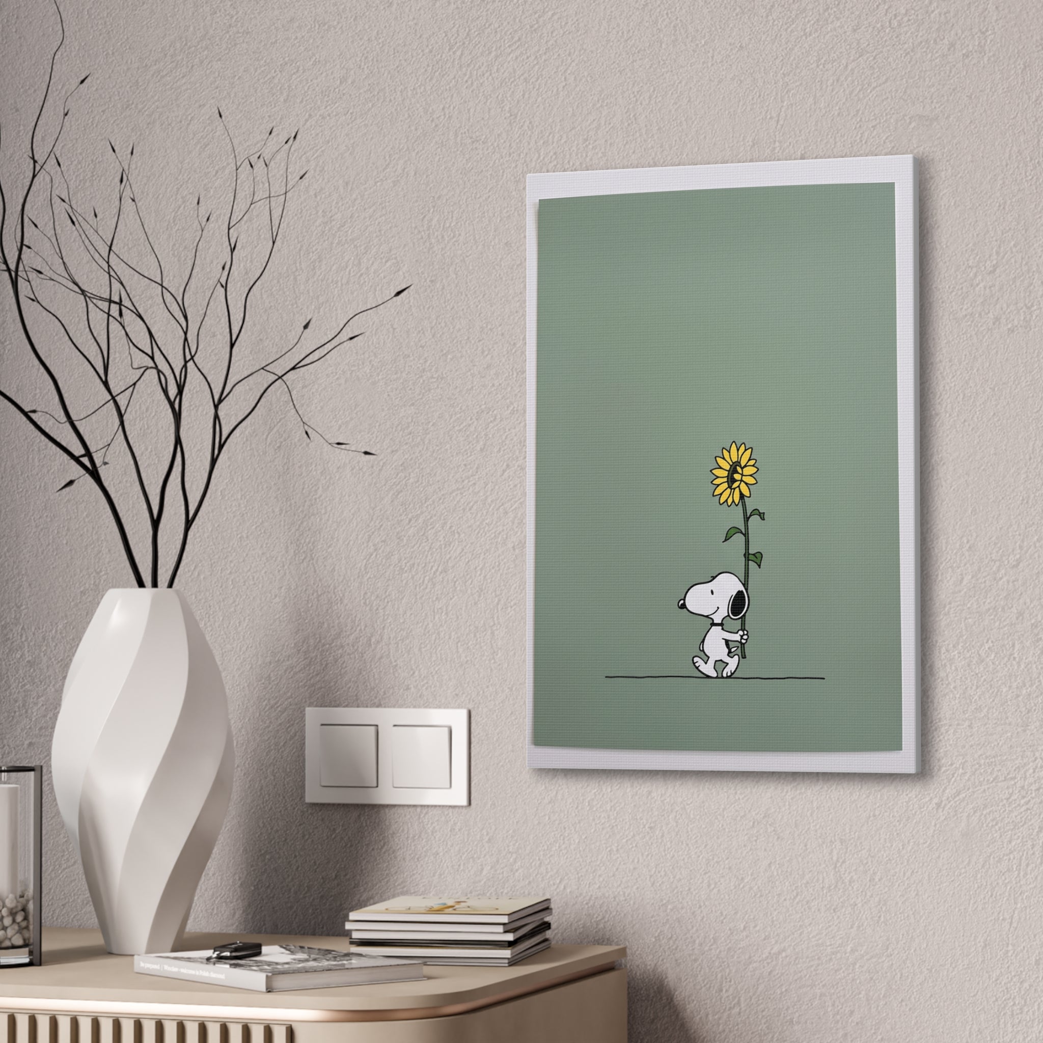 Snoopy With Sunflower Canvas