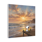 Snoopy Sunset on Pier Canvas