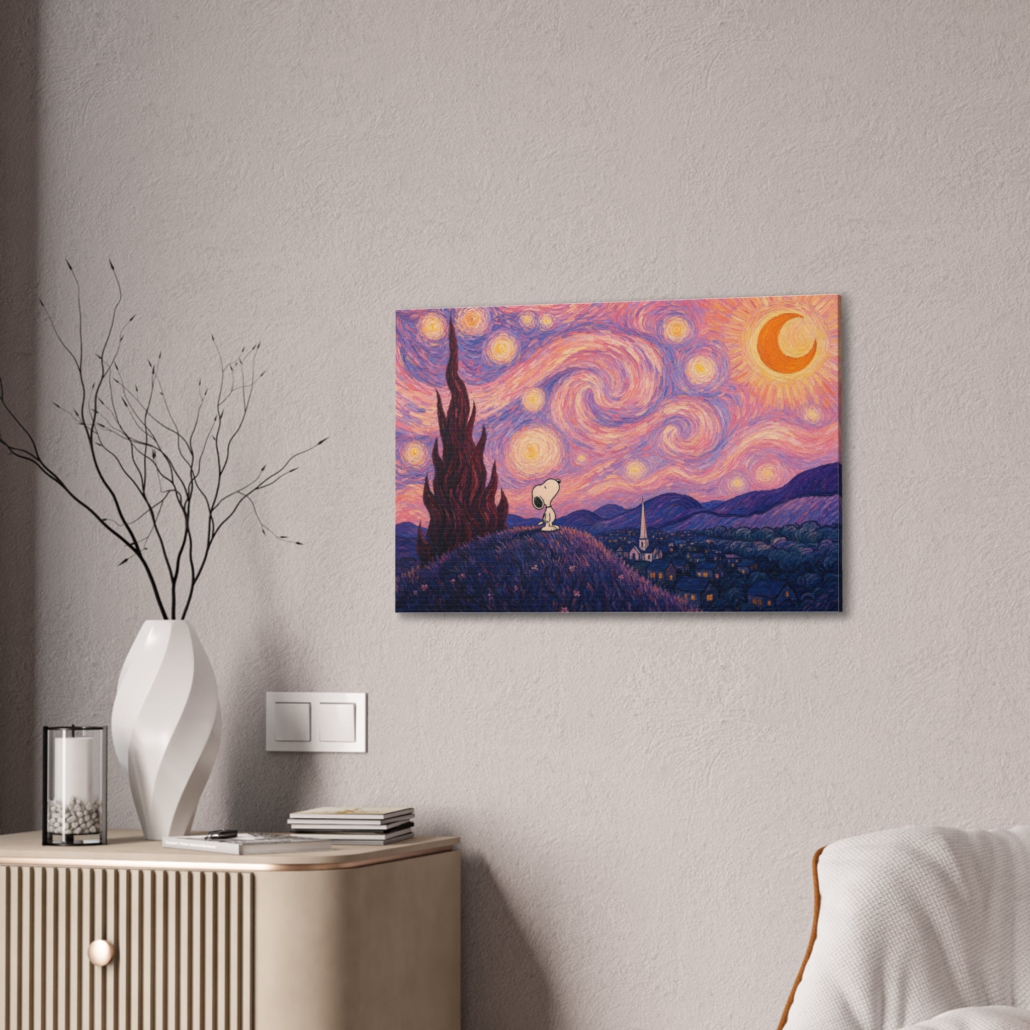 Snoopy Starry Night Canvas