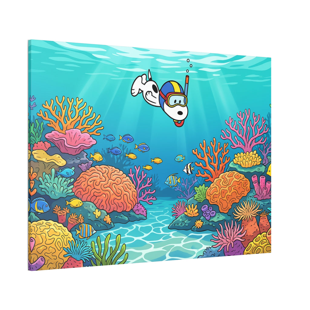 Snorkeling Dog Coral Reef Canvas