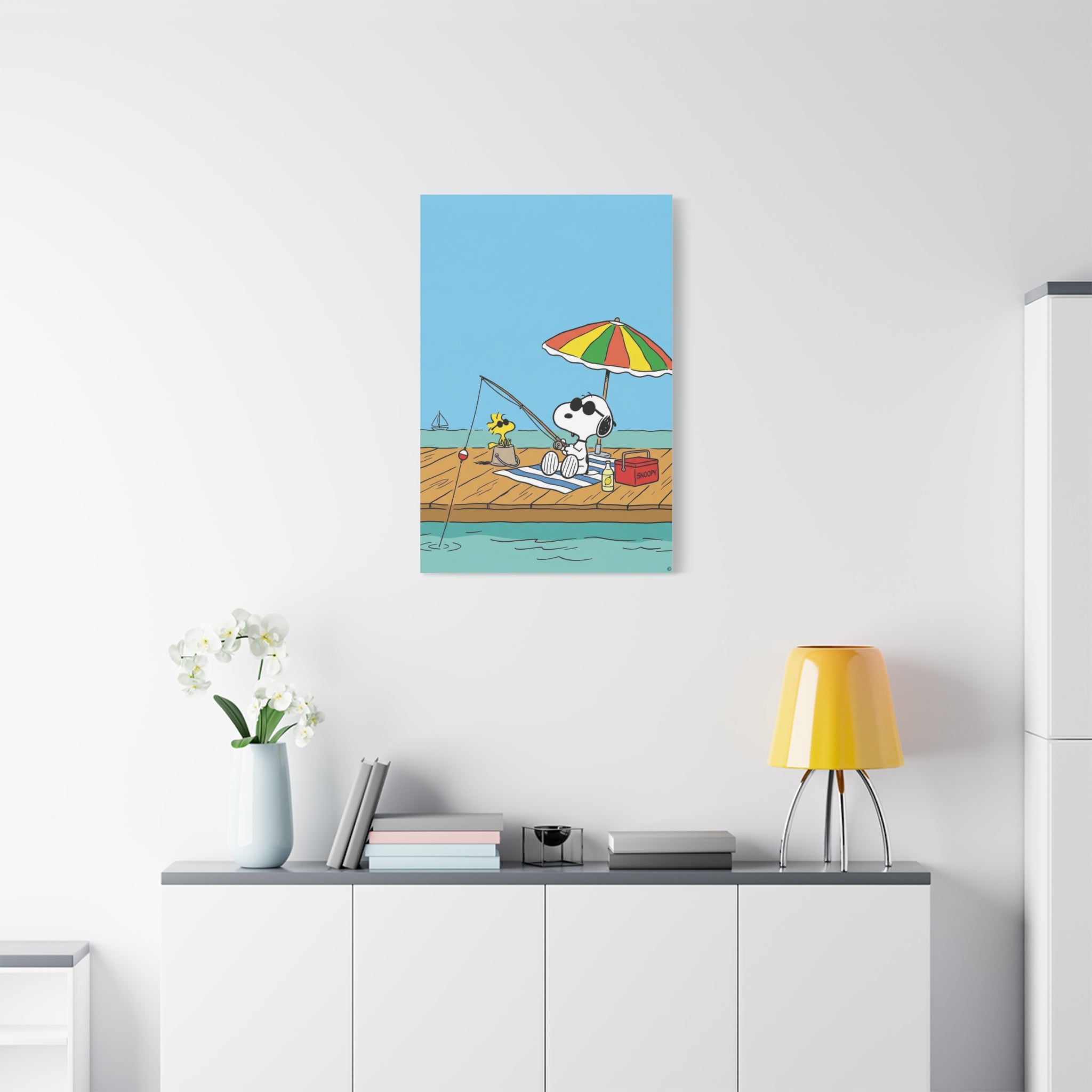 Fishing By Pier Canvas