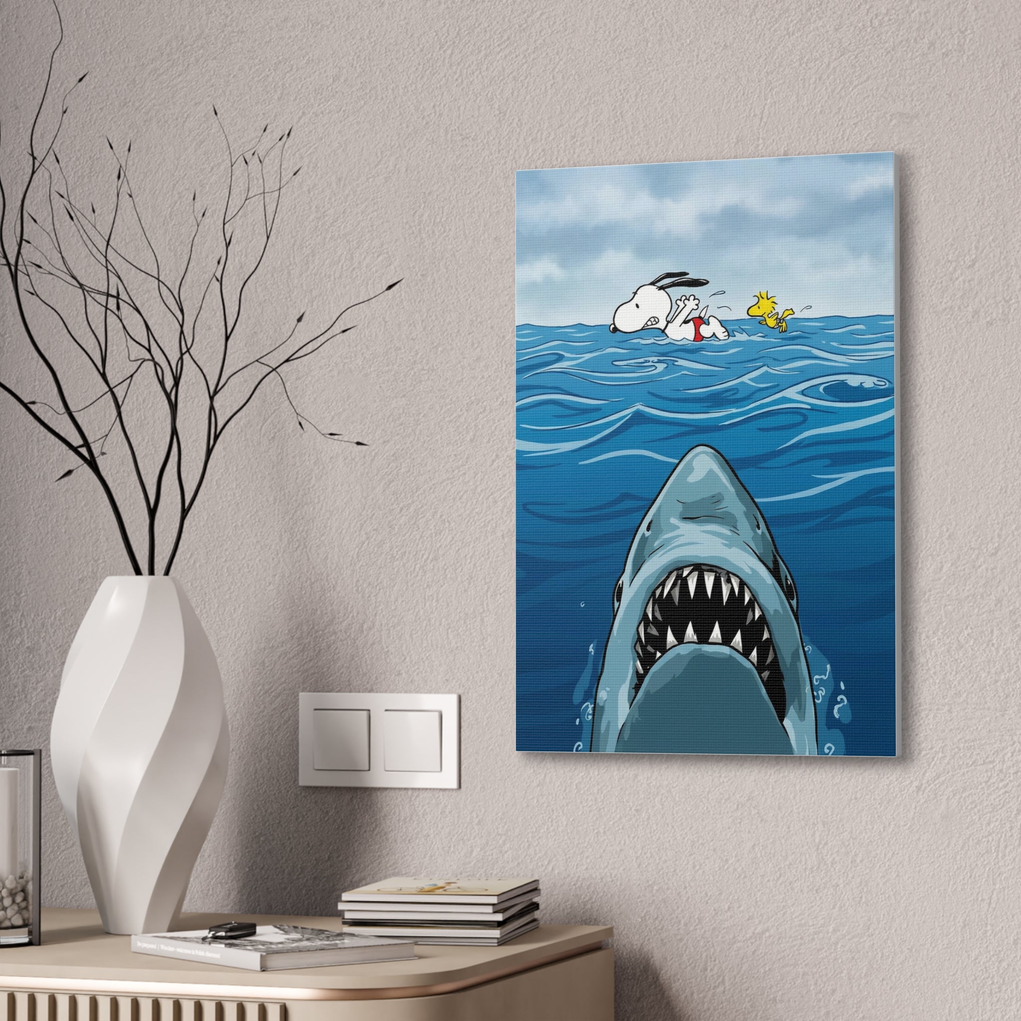 Snoopy Shark Scene Canvas