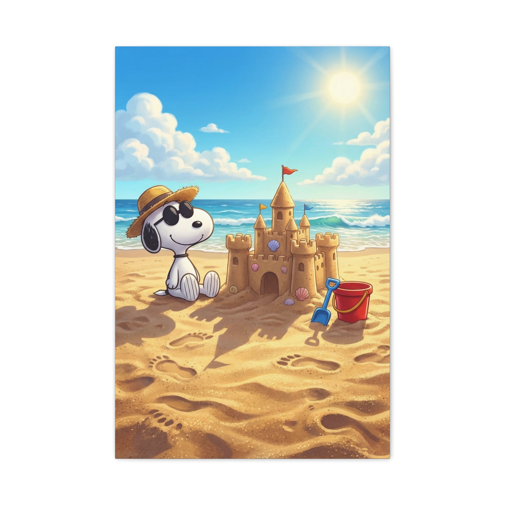 Snoopy At Beach Canvas