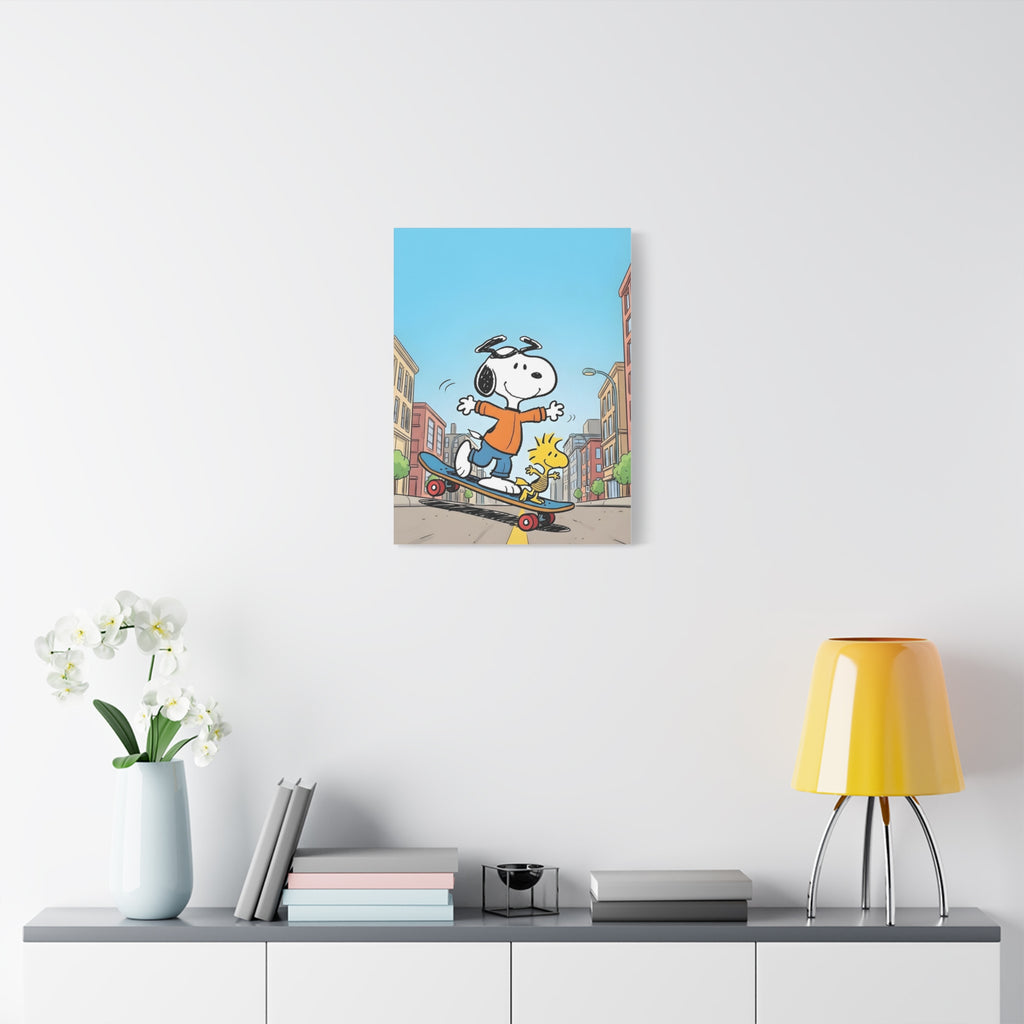 Snoopy Skateboarding Canvas