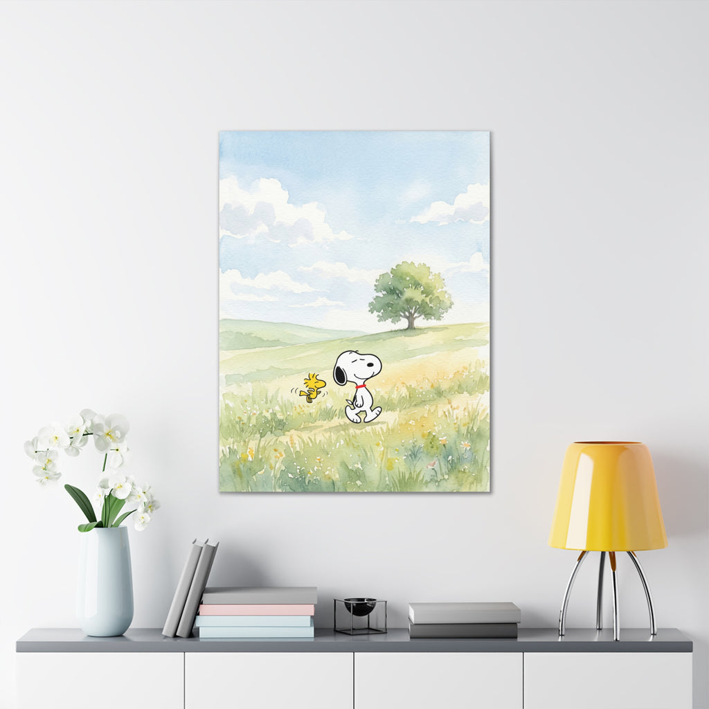 Snoopy and Woodstock Meadow Canvas