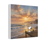 Snoopy Sunset on Pier Canvas