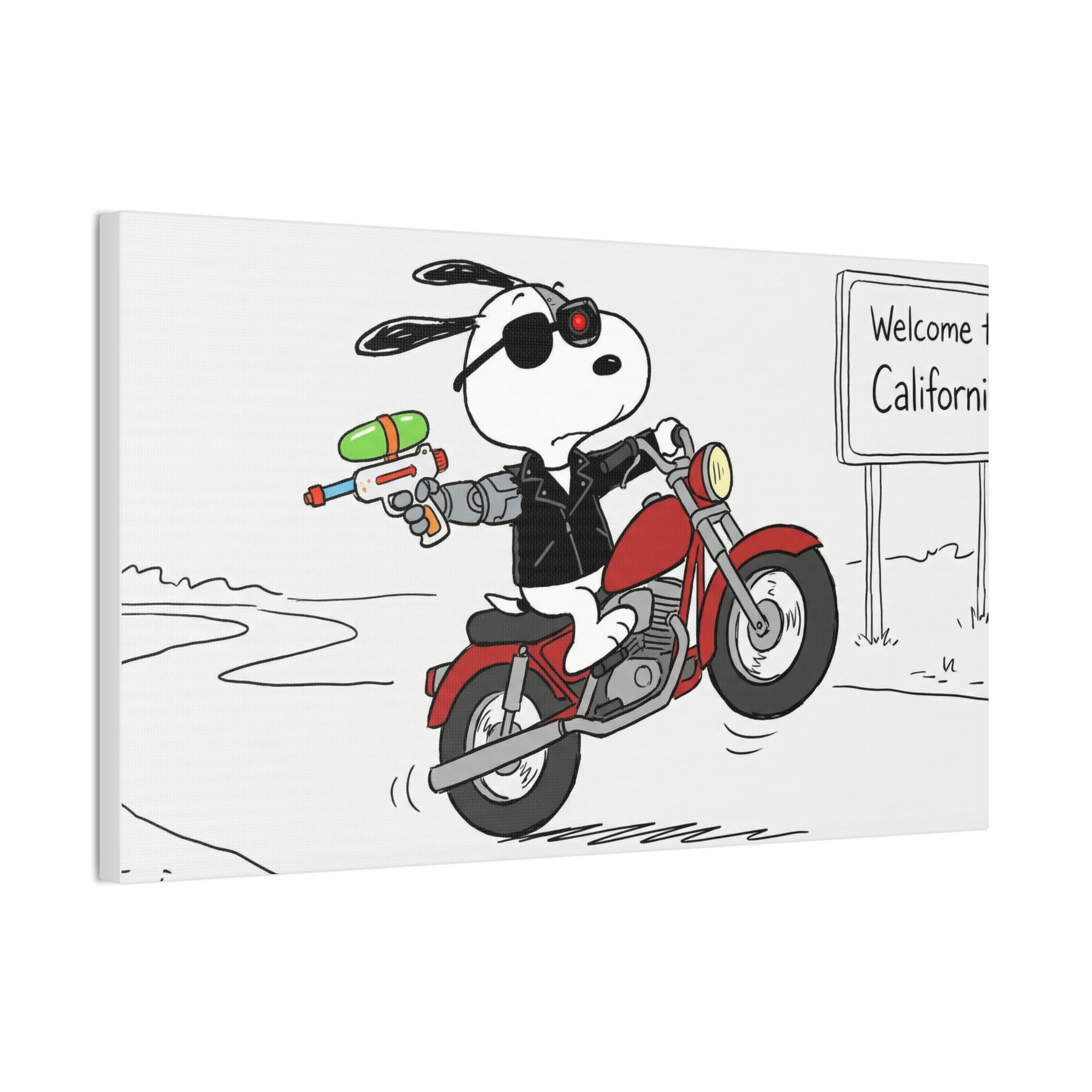 Biker Dog Water Gun Canvas