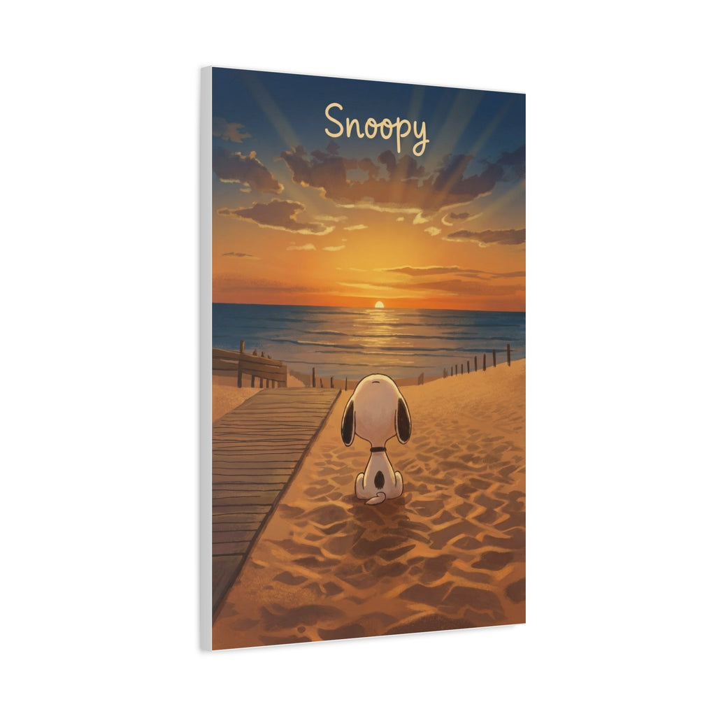 Snoopy Beach Sunset Canvas