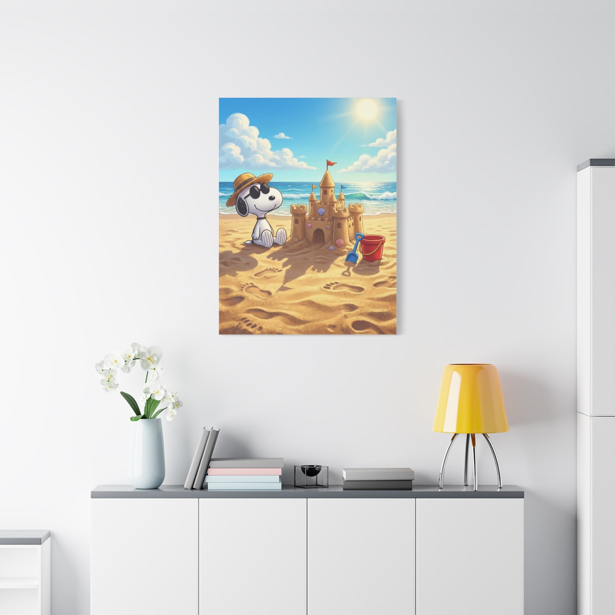 Snoopy At Beach Canvas