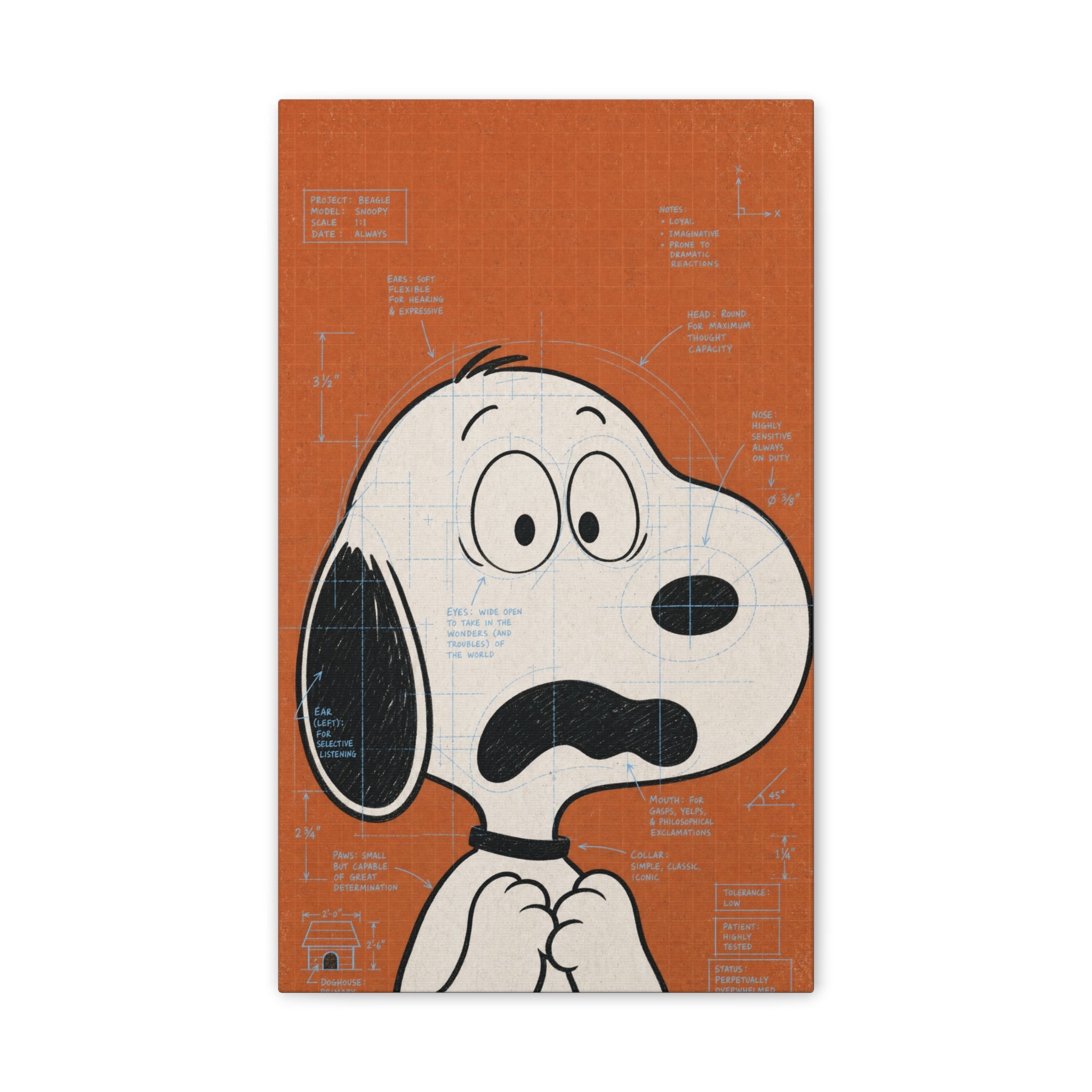 Snoopy Scared Face Canvas