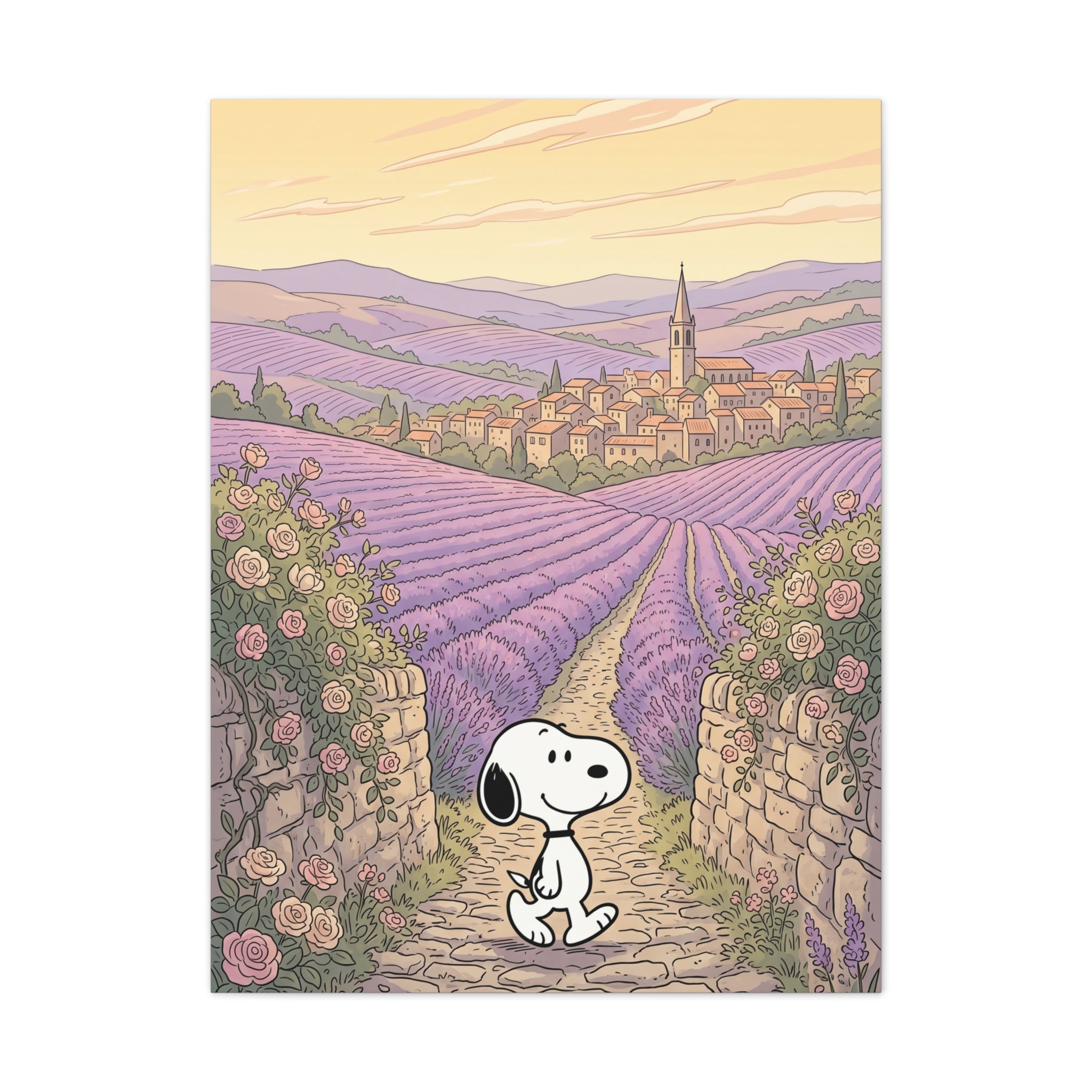 Snoopy in Lavender Fields Canvas