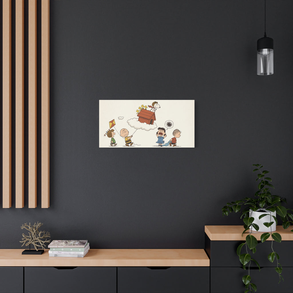 Flying Doghouse Peanuts Characters Canvas