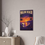 Malibu Beach Sunset Snoopy Canvas