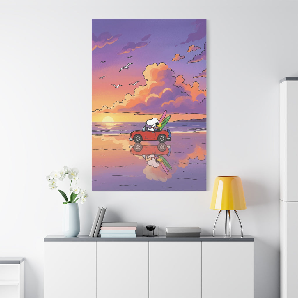 Snoopy Surf Sunset Canvas
