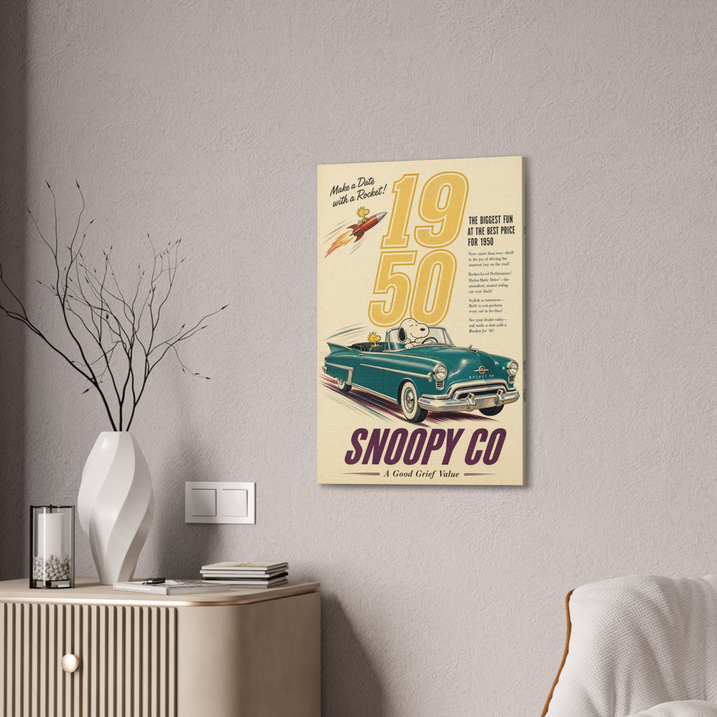 Vintage Snoopy Car Canvas