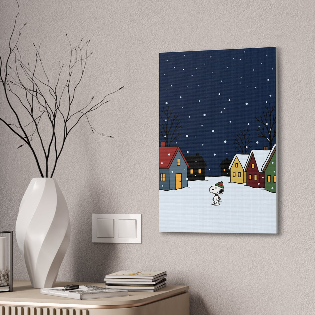 Snoopy Snowy Night Canvas