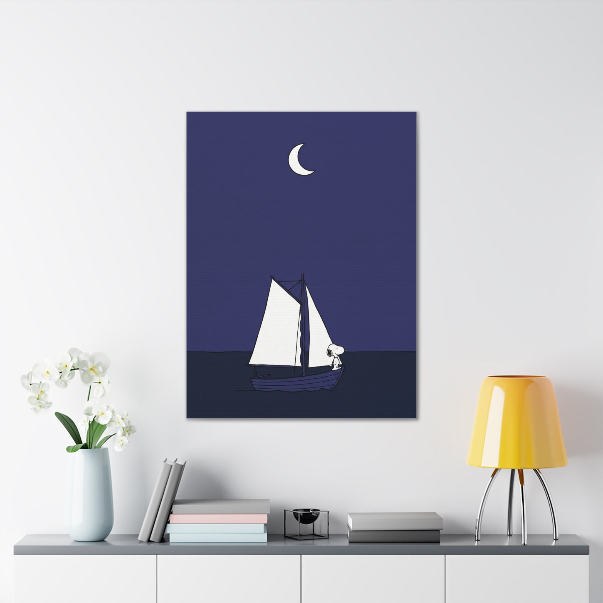 Sailboat Night Scene Canvas