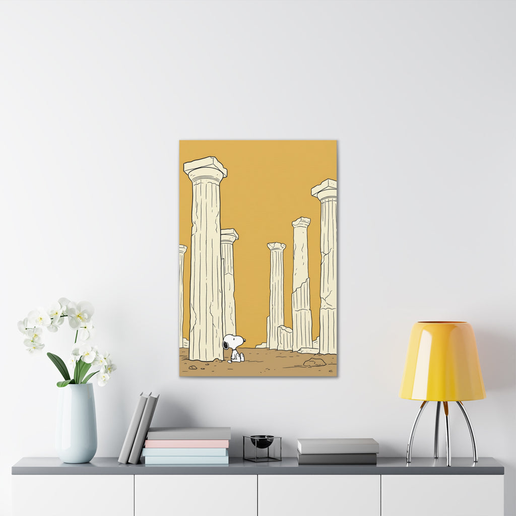 Snoopy among Ancient Columns Canvas