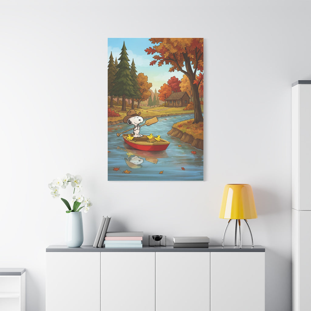 Snoopy Rowboat Autumn Canvas