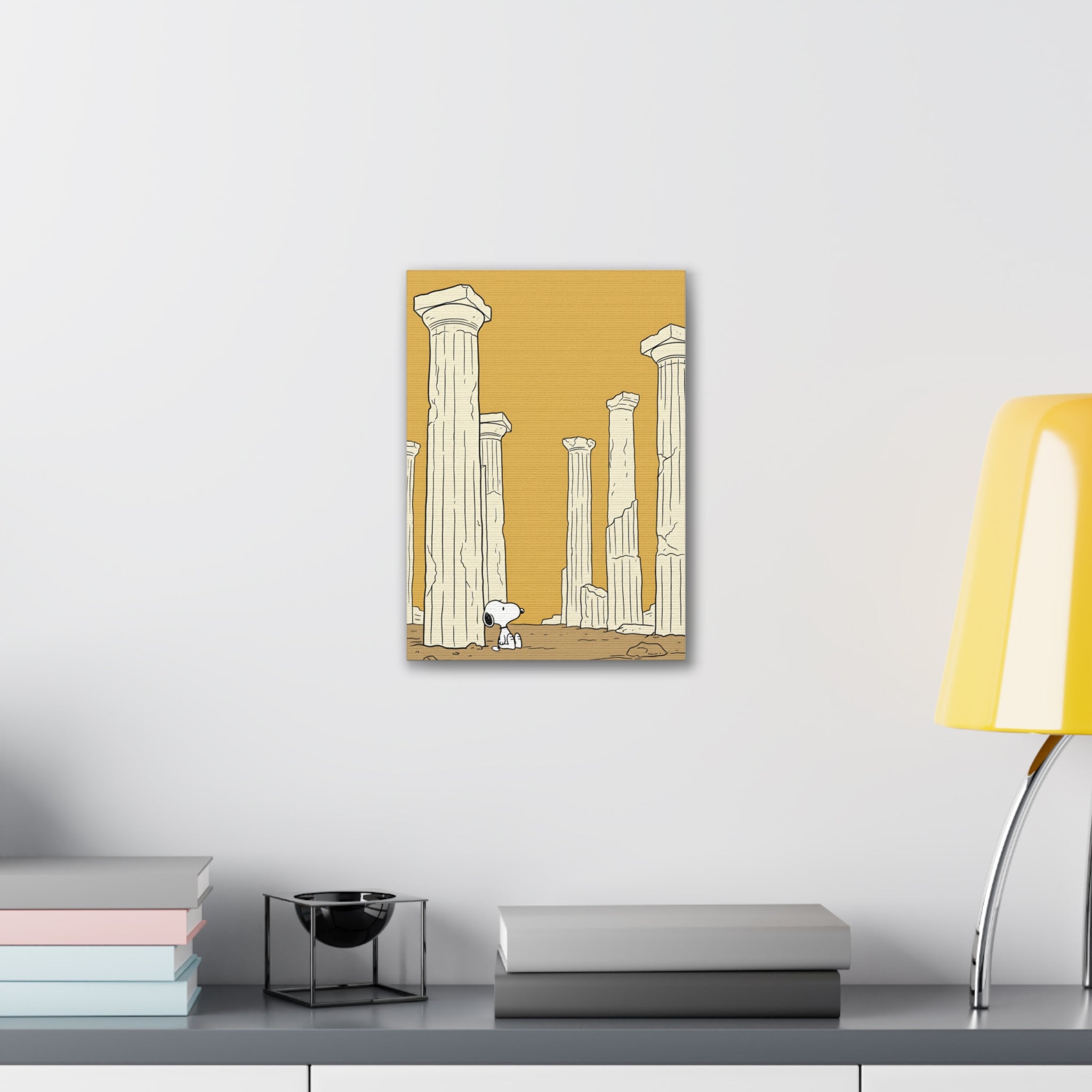 Snoopy among Ancient Columns Canvas