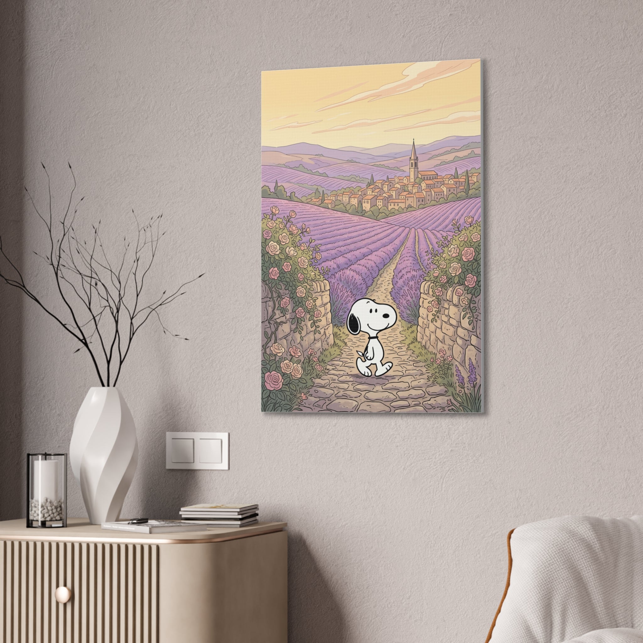 Snoopy in Lavender Fields Canvas