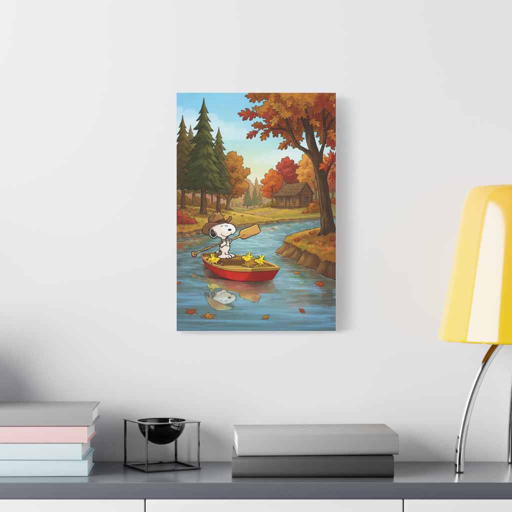 Snoopy Rowboat Autumn Canvas