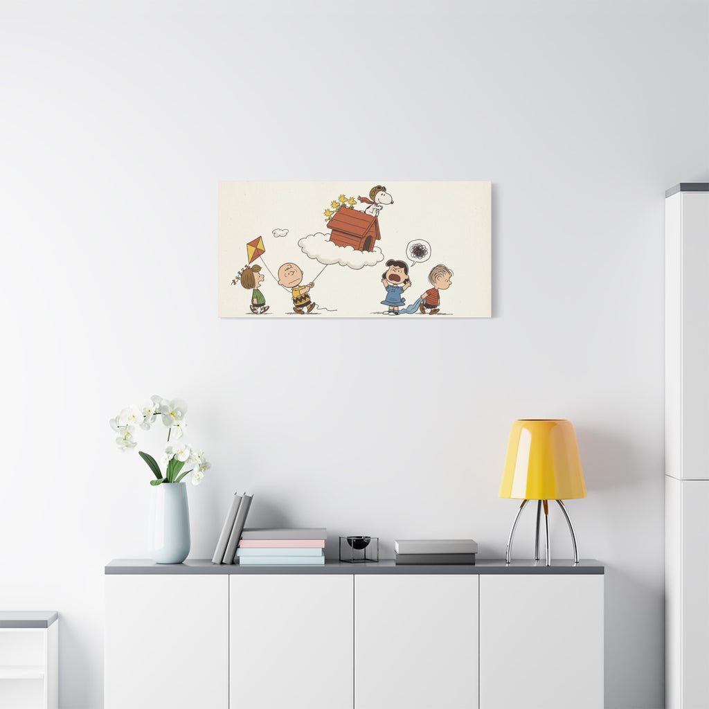 Flying Doghouse Peanuts Characters Canvas