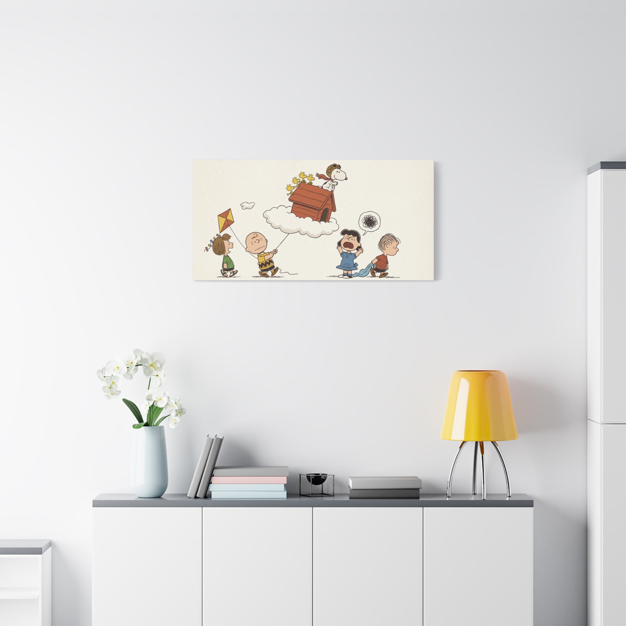 Flying Doghouse Peanuts Characters Canvas
