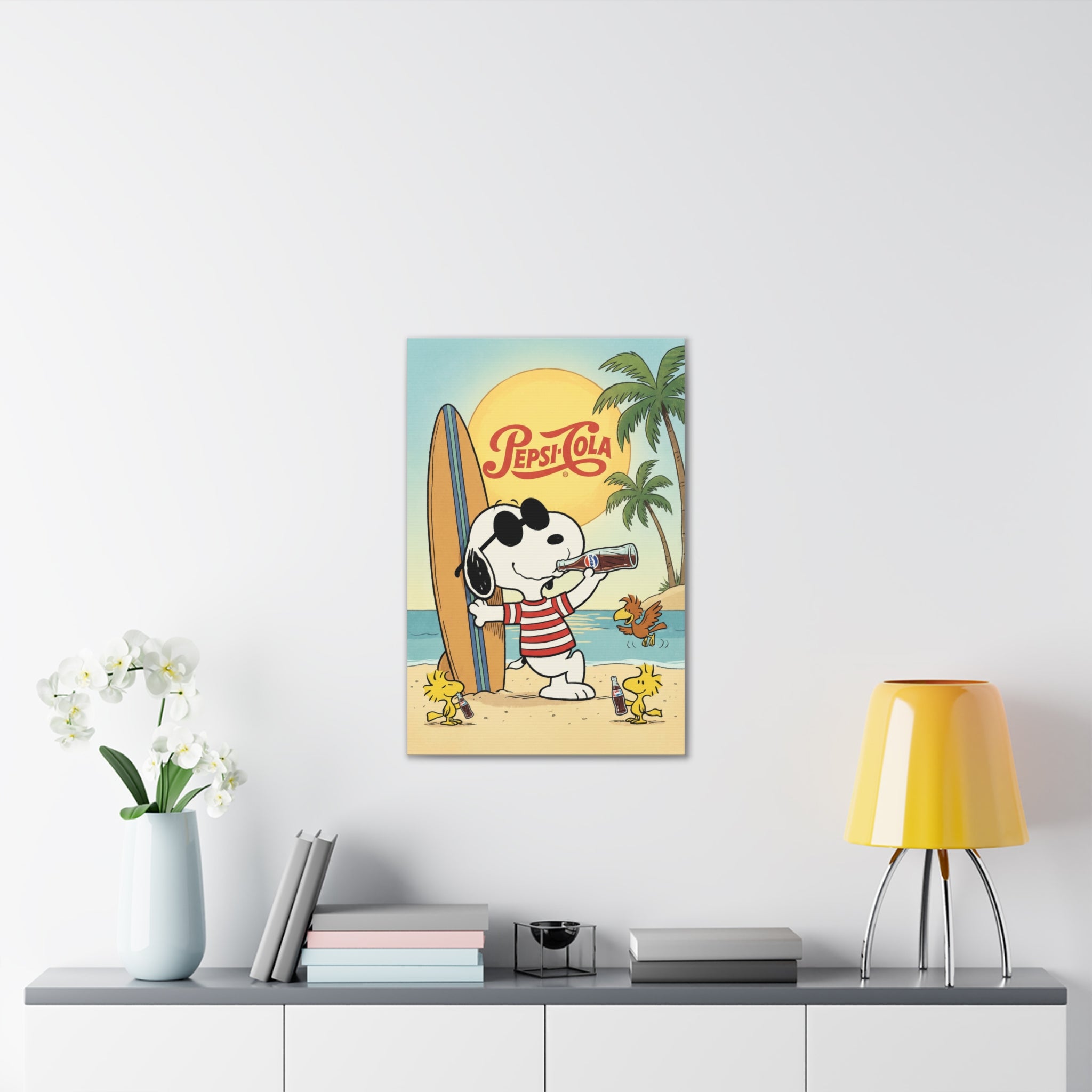 Peanuts Snoopy Surfing Pepsi Canvas