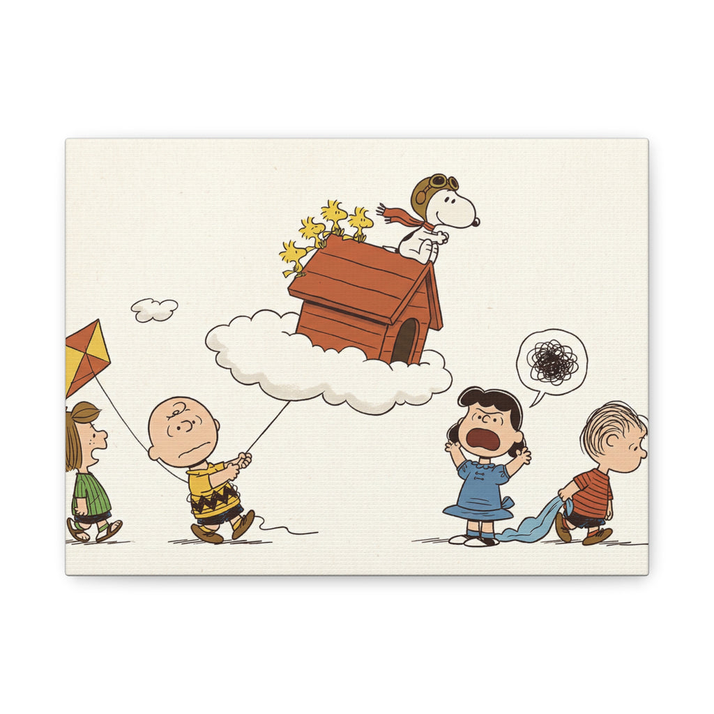 Flying Doghouse Peanuts Characters Canvas
