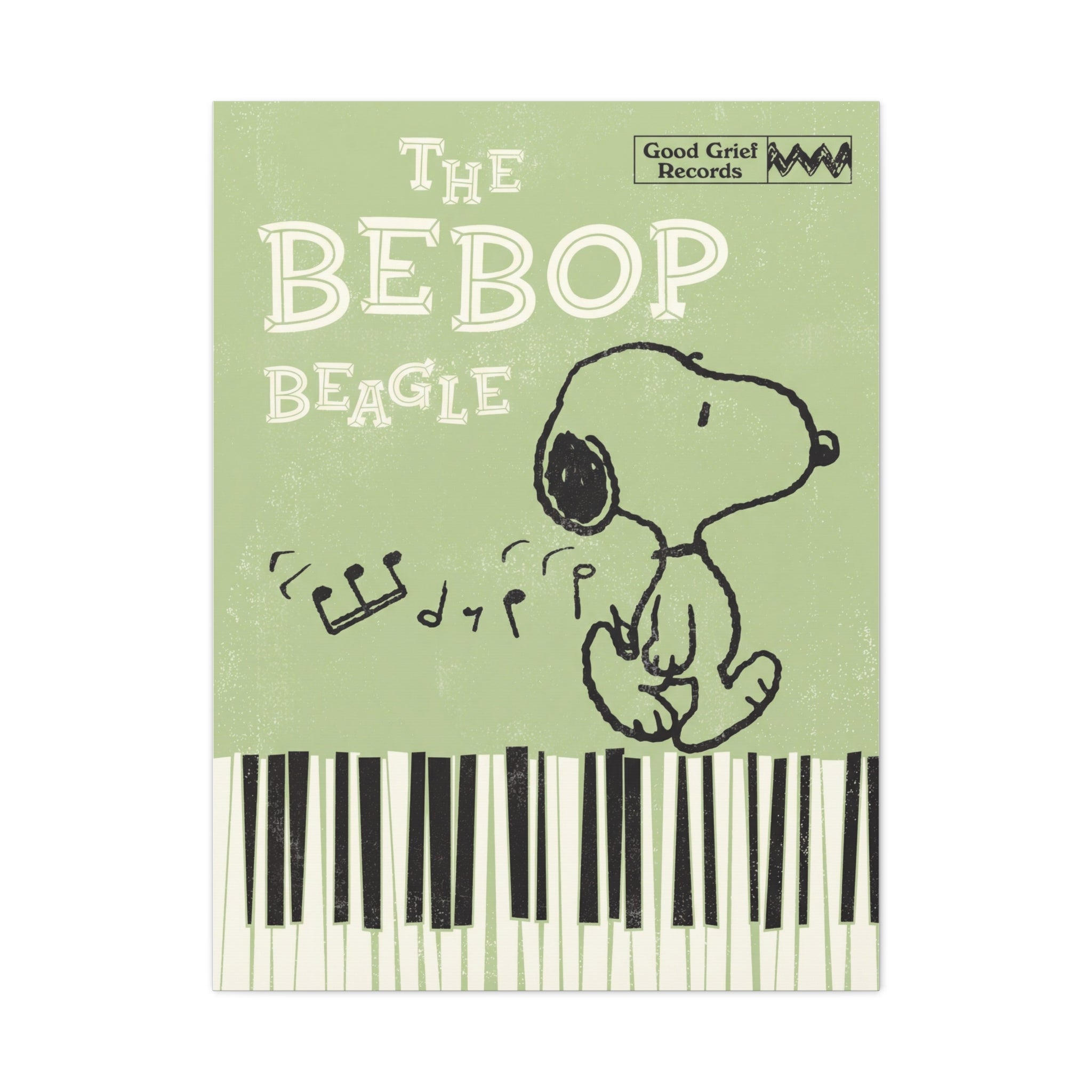 Bebop Beagle Piano Illustration Canvas