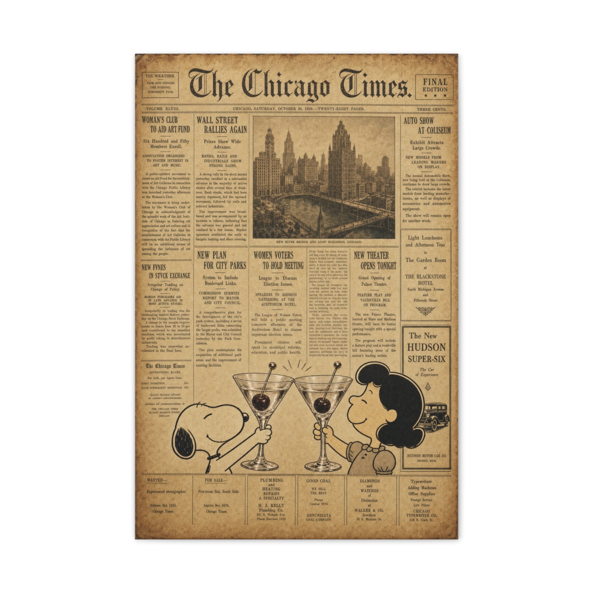 Peanuts Vintage Newspaper Canvas