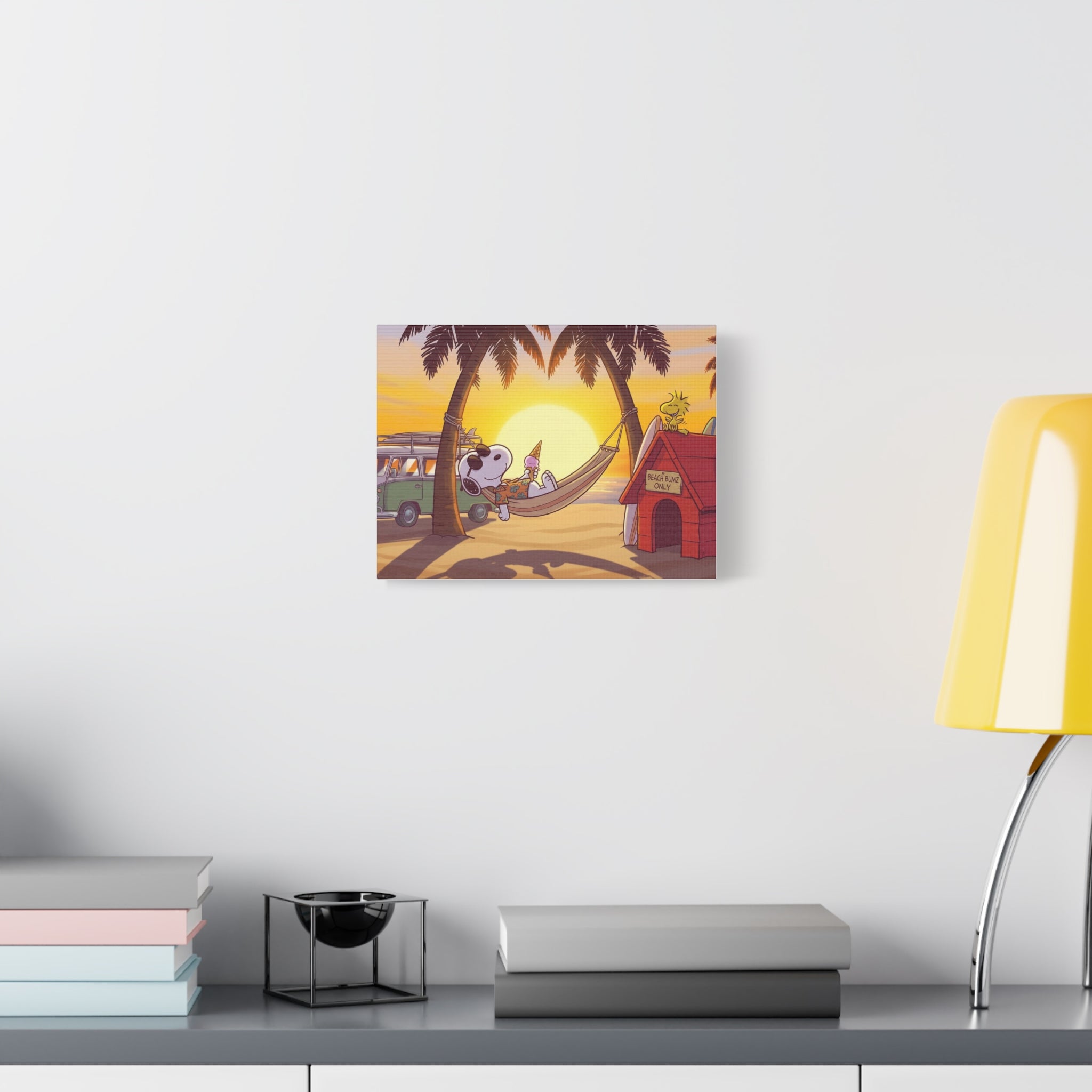 Snoopy Beach Sunset Canvas Poster