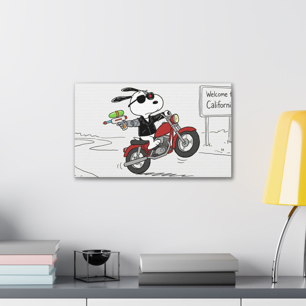 Biker Dog Water Gun Canvas