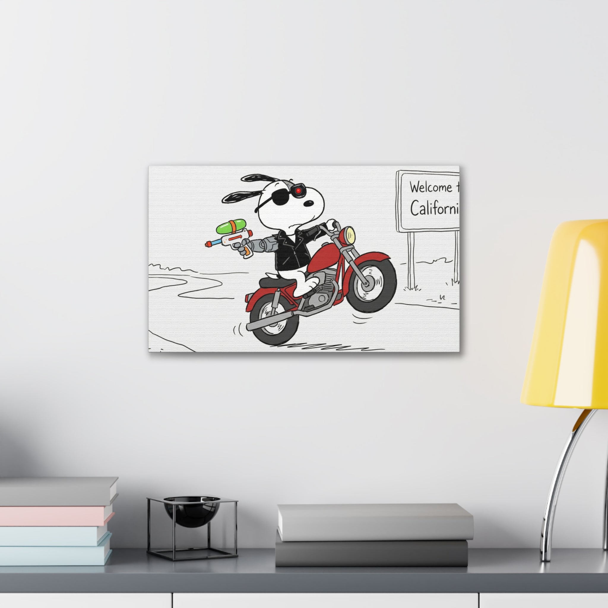 Biker Dog Water Gun Canvas