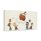 Flying Doghouse Peanuts Characters Canvas