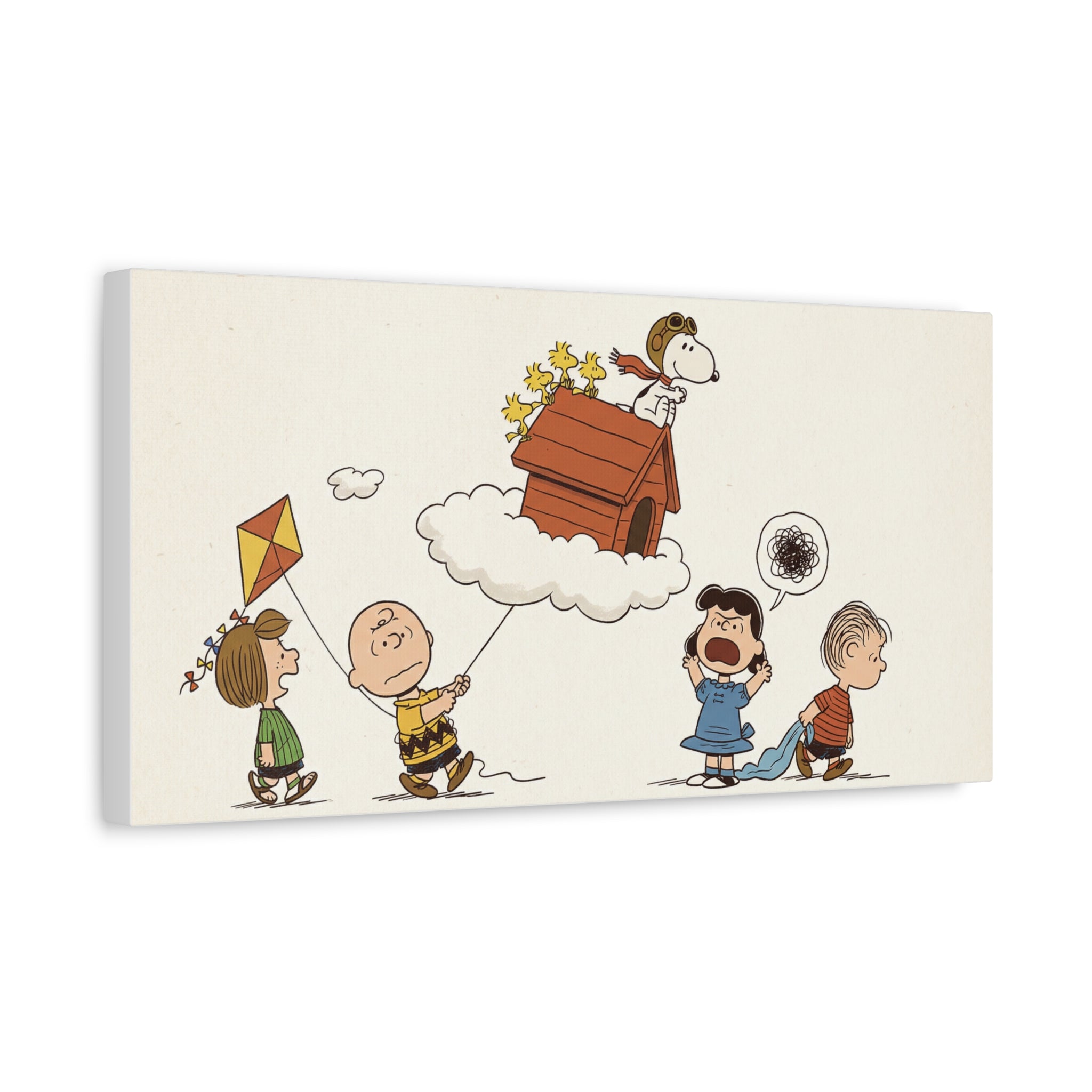 Flying Doghouse Peanuts Characters Canvas