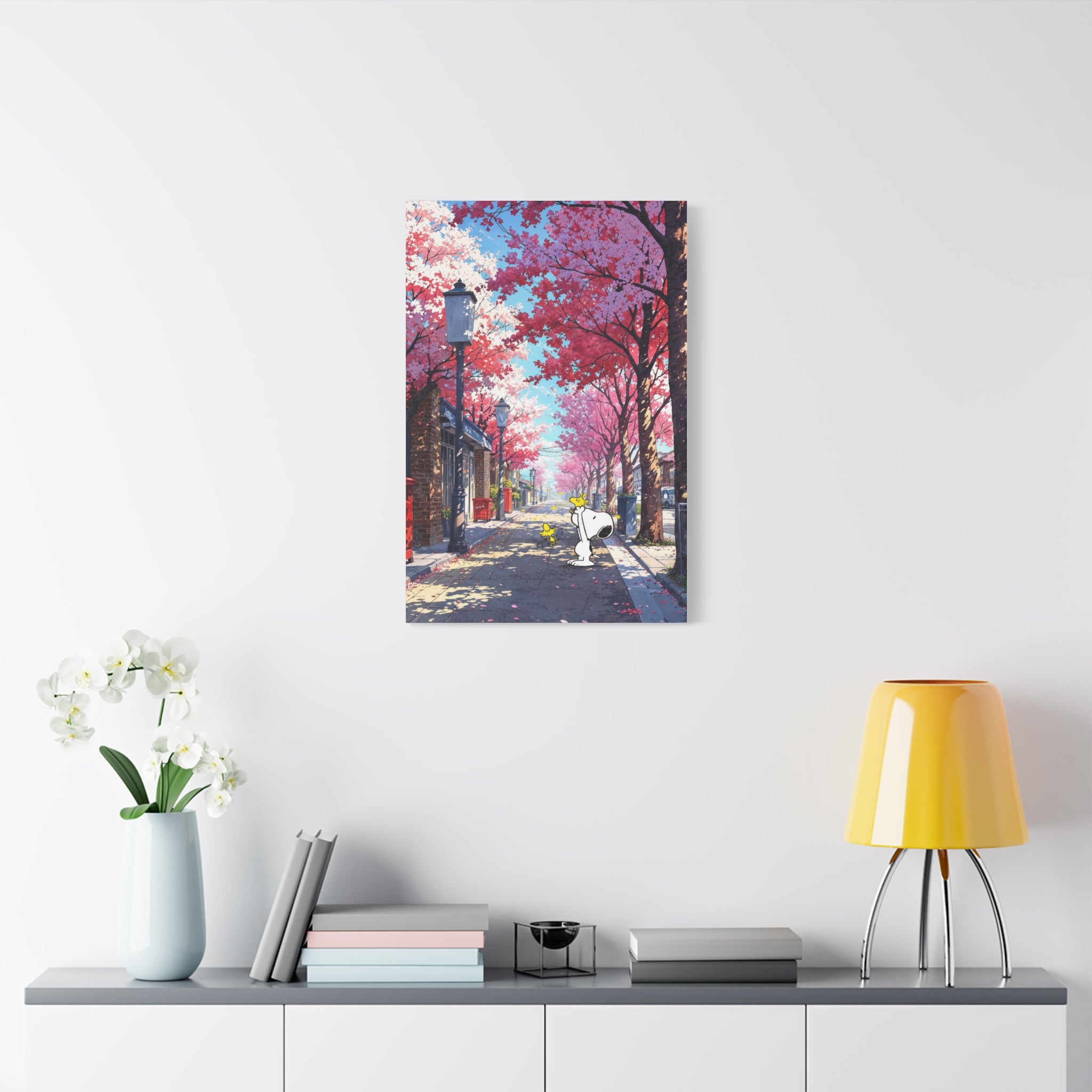 Snoopy Cherry Blossom Street Canvas