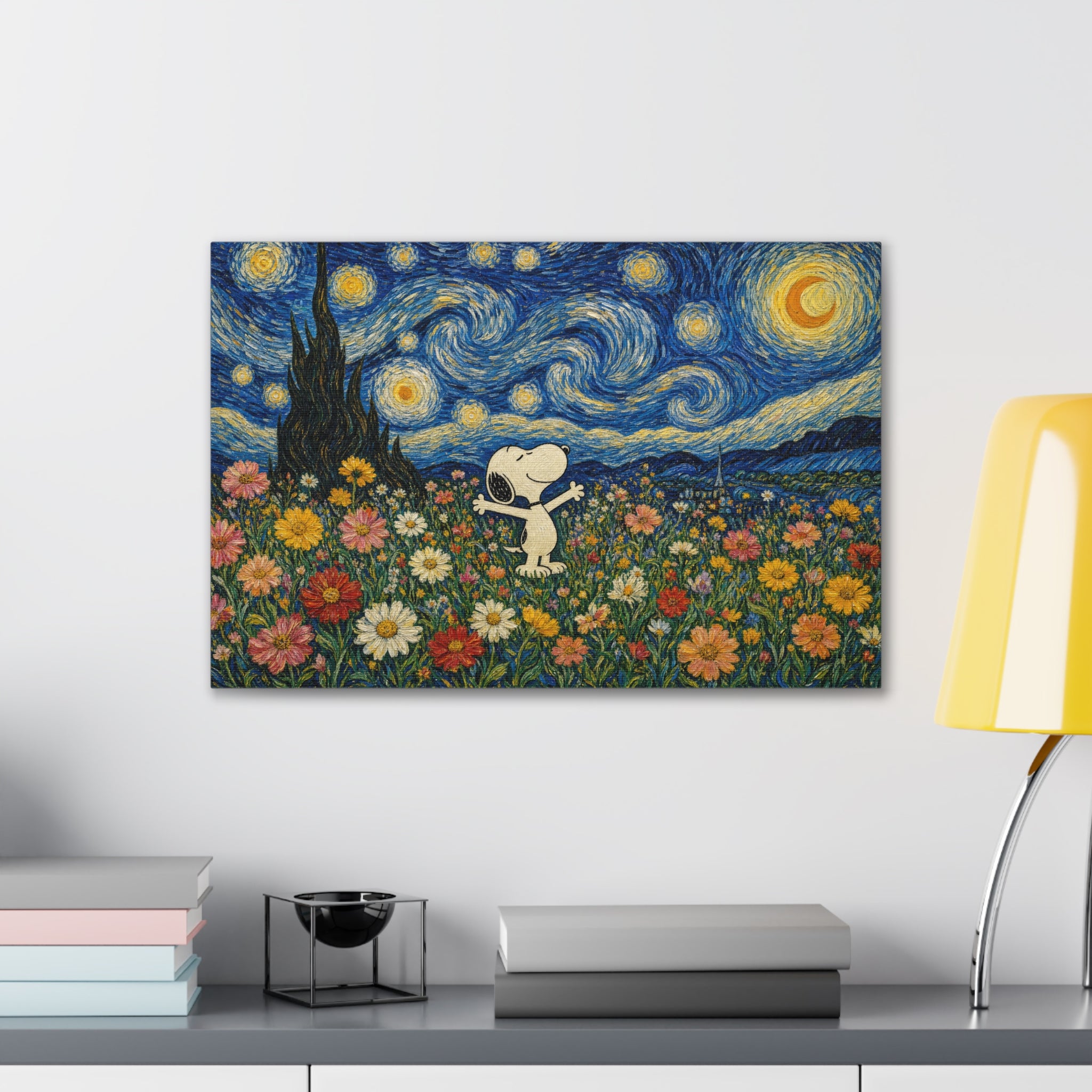 Starry Floral Field Canvas