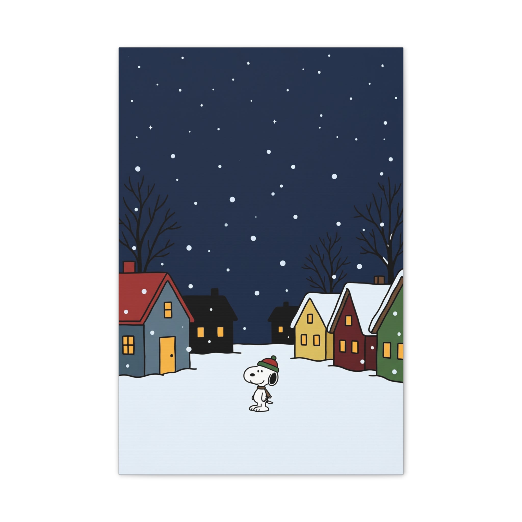 Snoopy Snowy Night Canvas