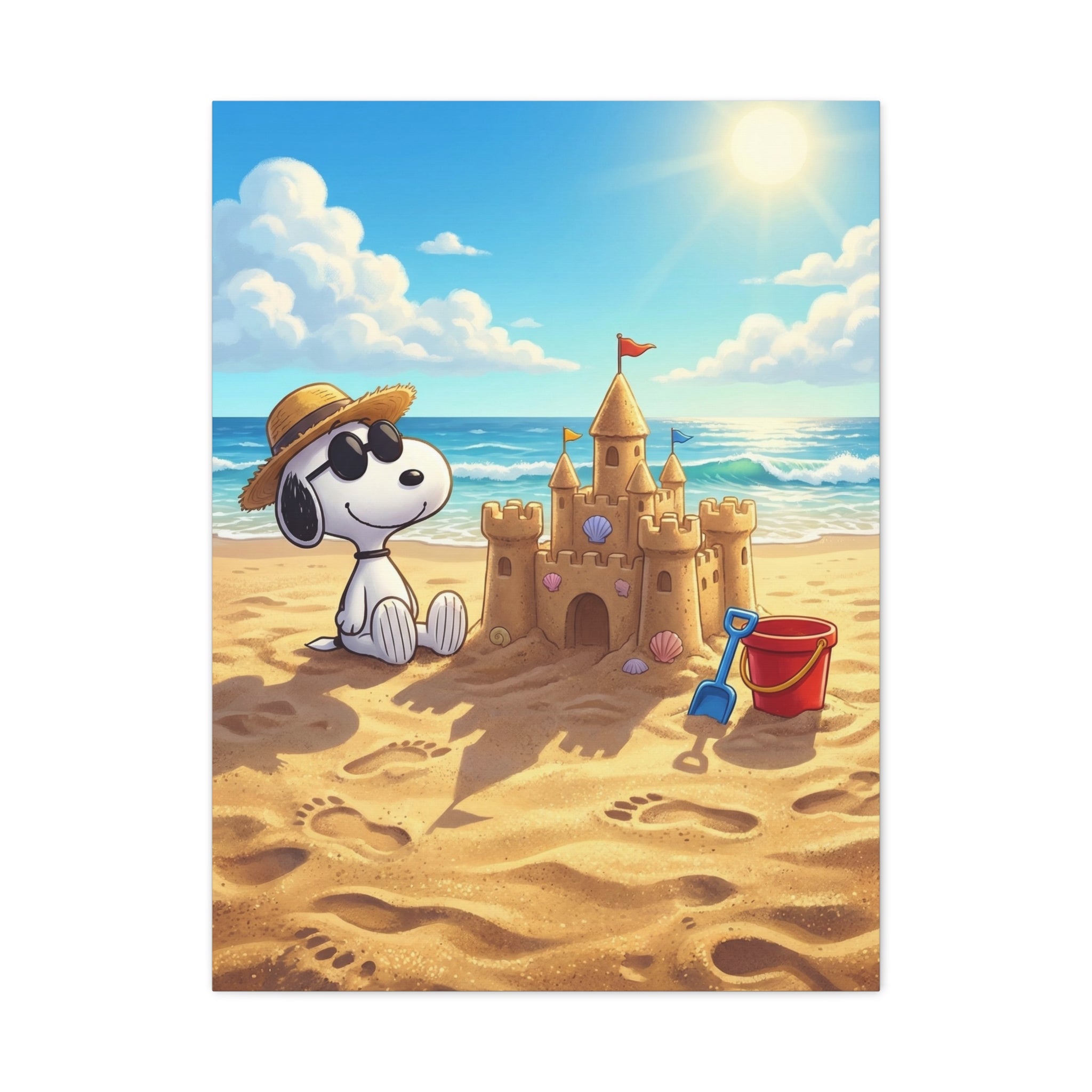 Snoopy At Beach Canvas
