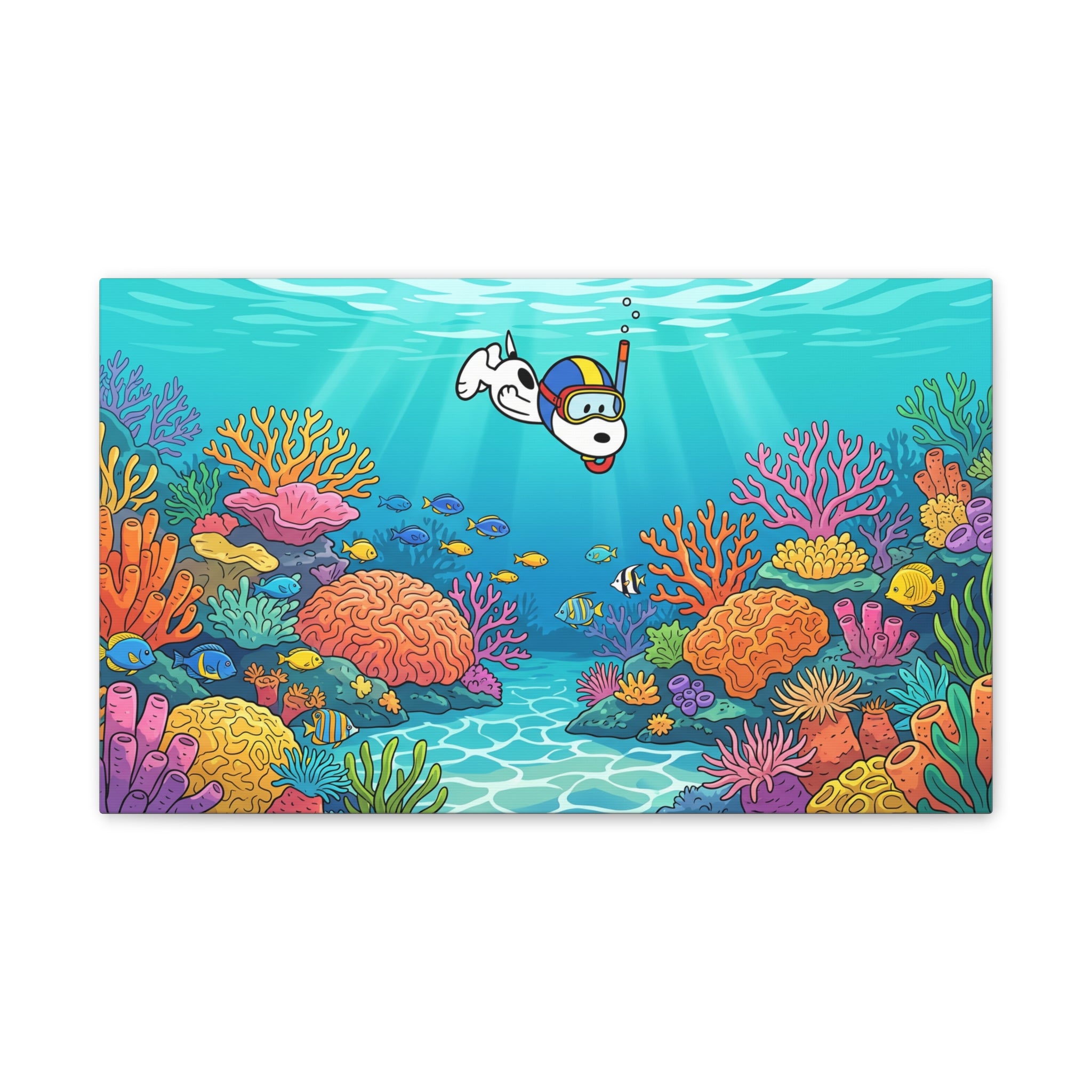 Snorkeling Dog Coral Reef Canvas