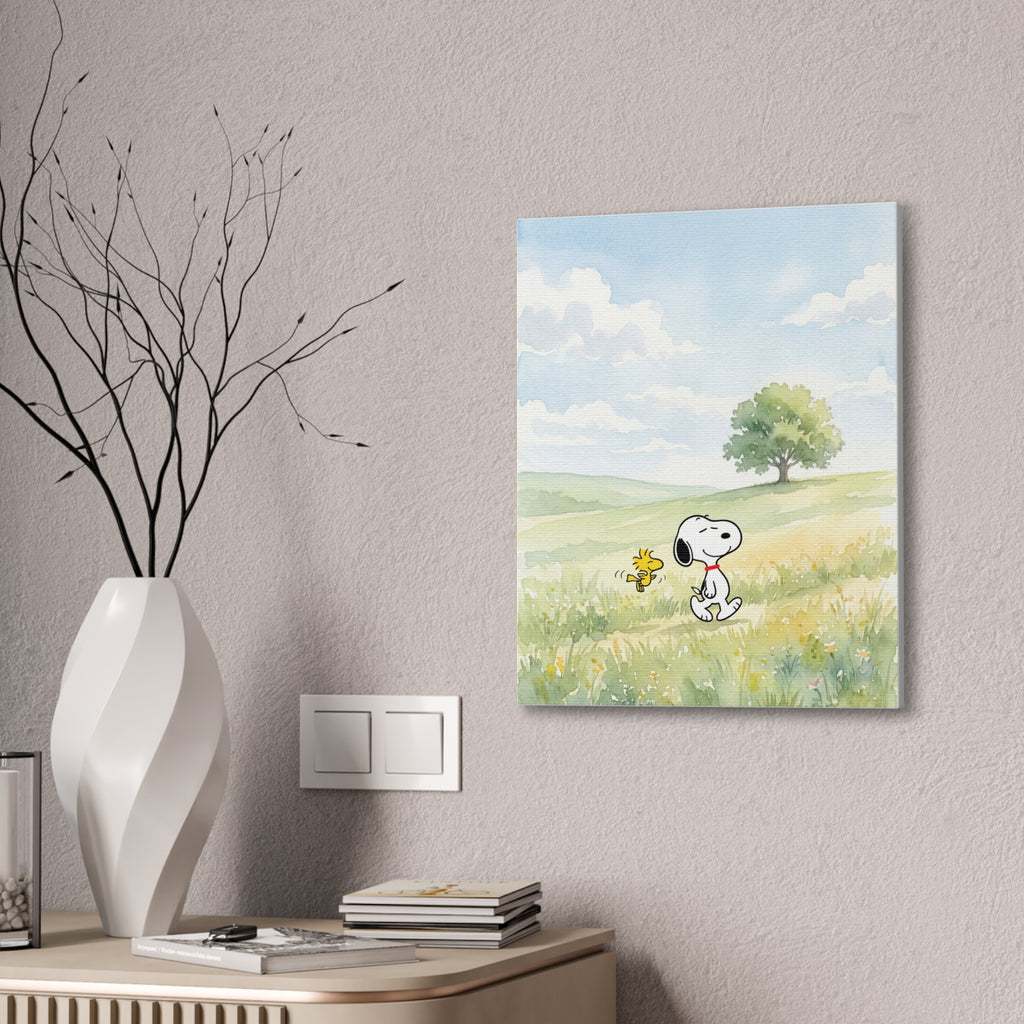 Snoopy and Woodstock Meadow Canvas