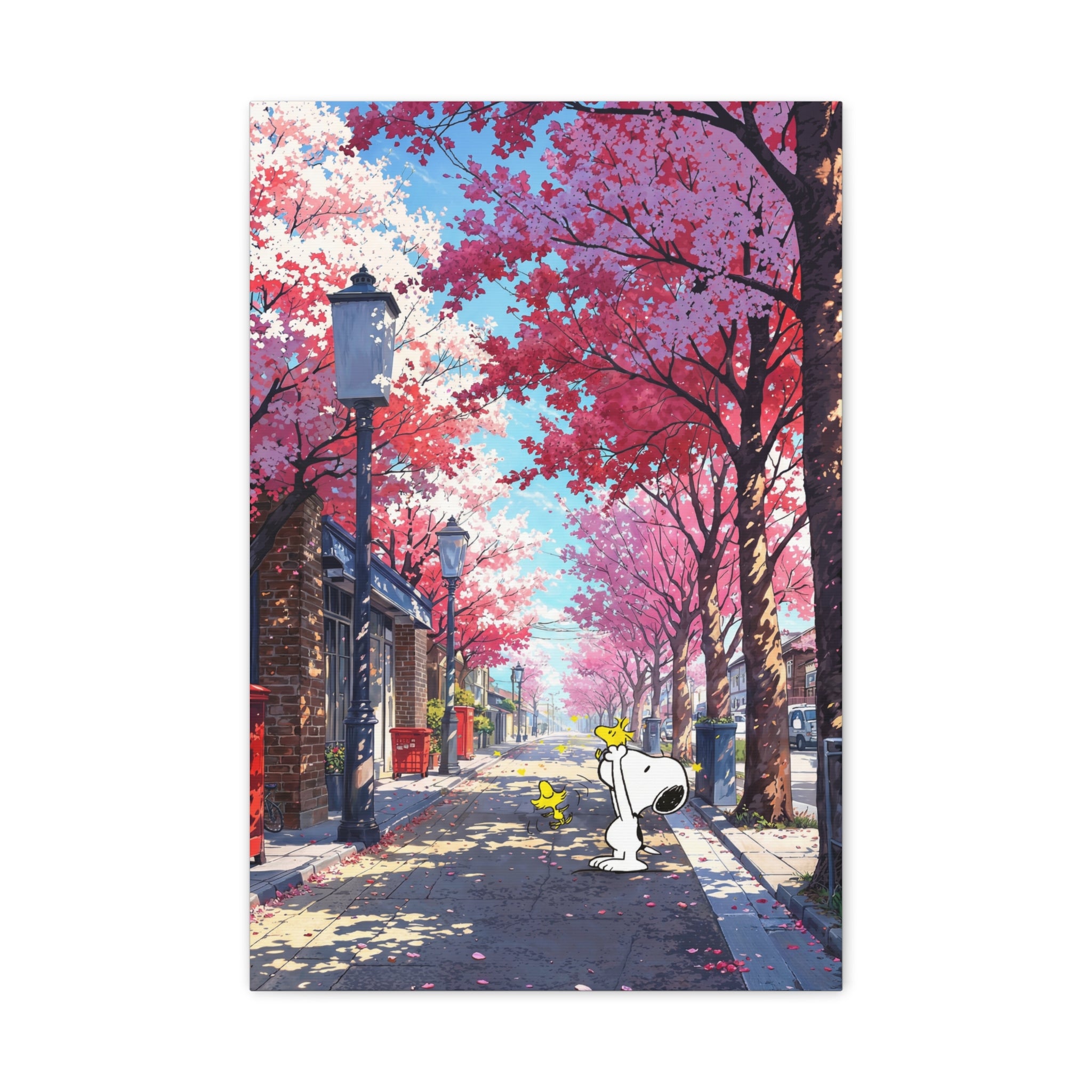 Snoopy Cherry Blossom Street Canvas