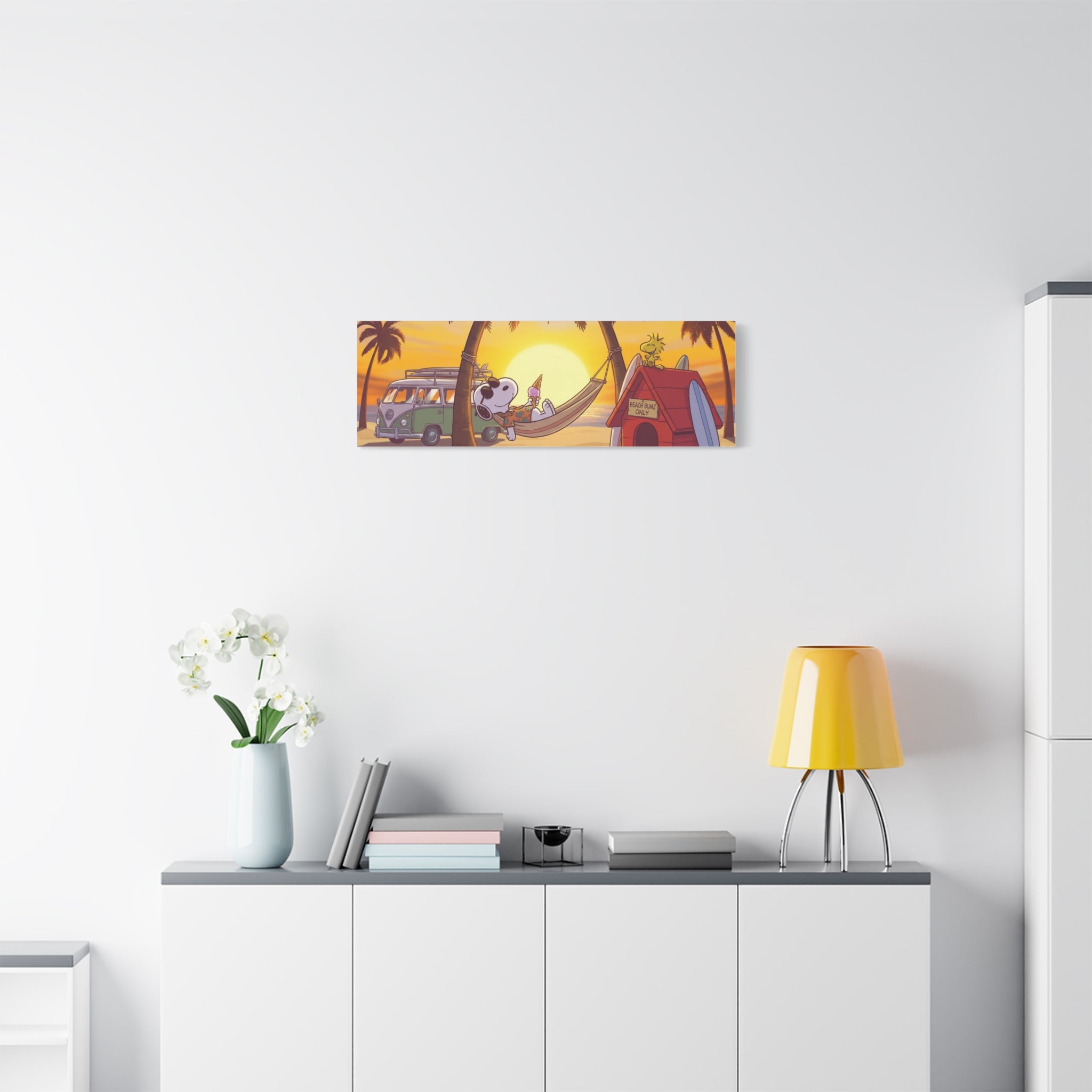 Snoopy Beach Sunset Canvas Poster